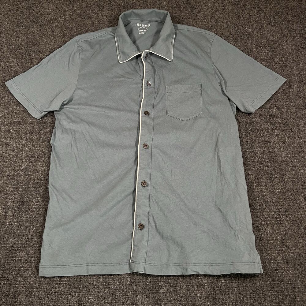 Todd Snyder Men's Medium Blue Cotton Tipped Riviera Polo Shirt Premium Jersey